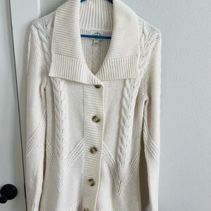 Women's Cream Sweater with Shawl Collar